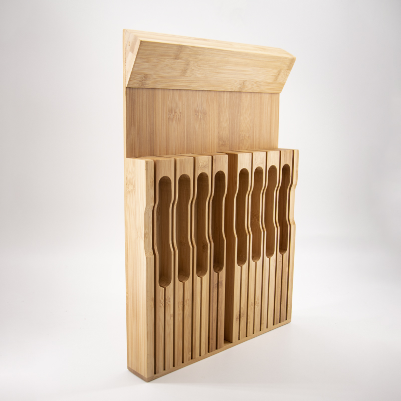 Conjunto de organizador de gaveta de bloco de faca de bambunatural